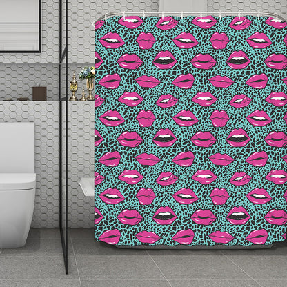 Purple Lips Pattern Print Polyester Shower Curtain