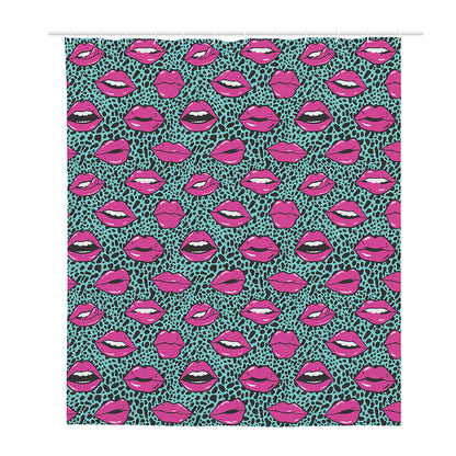 Purple Lips Pattern Print Polyester Shower Curtain