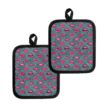 Purple Lips Pattern Print Pot Holders
