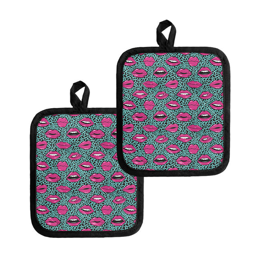 Purple Lips Pattern Print Pot Holders