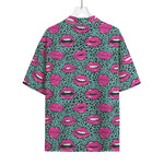 Purple Lips Pattern Print Rayon Hawaiian Shirt