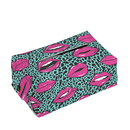 Purple Lips Pattern Print Rectangle Tissue Box Cover