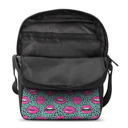Purple Lips Pattern Print Rectangular Crossbody Bag
