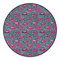 Purple Lips Pattern Print Round Floor Mat