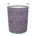 Purple Lips Pattern Print Round Laundry Basket