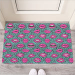 Purple Lips Pattern Print Rubber Doormat