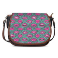 Purple Lips Pattern Print Saddle Bag