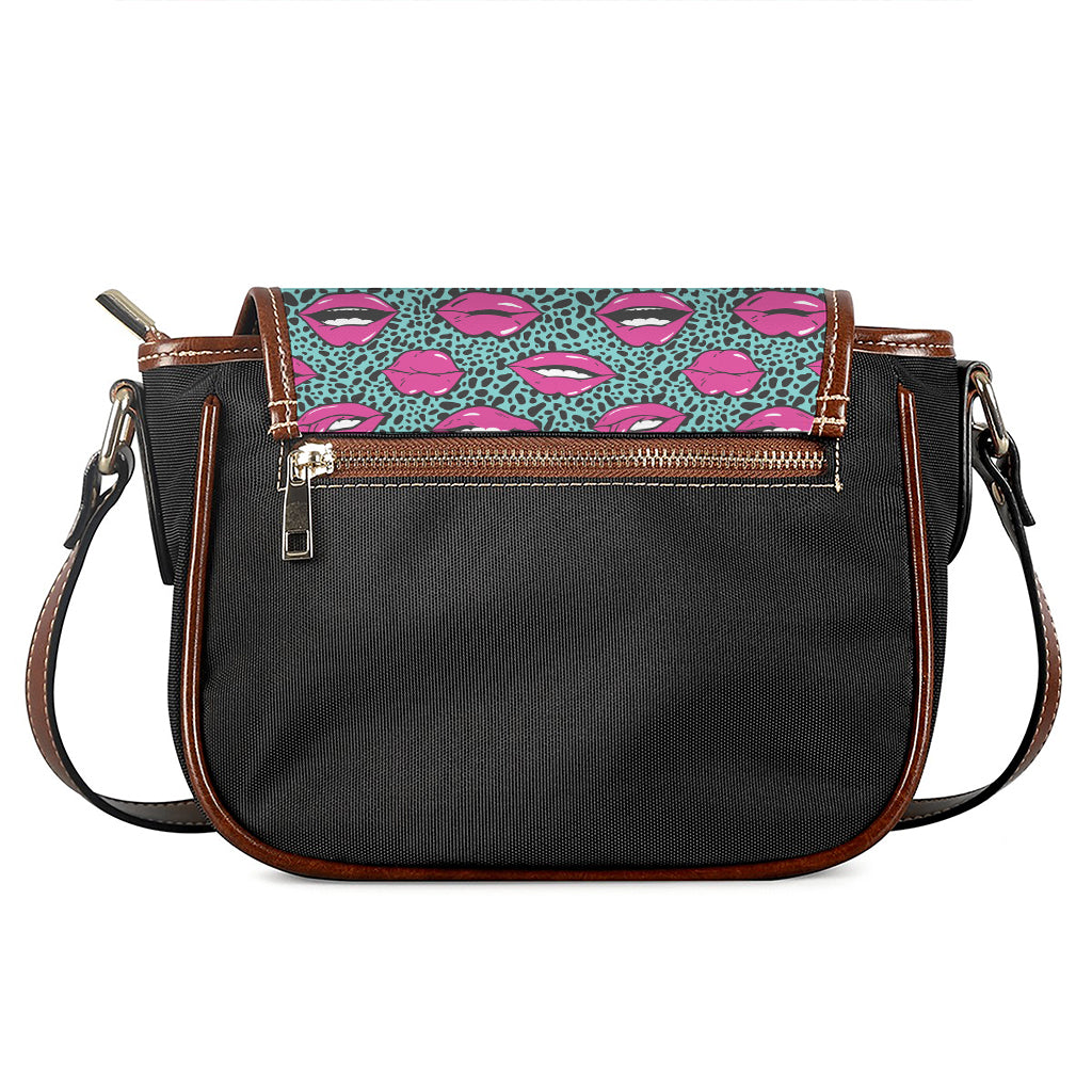 Purple Lips Pattern Print Saddle Bag