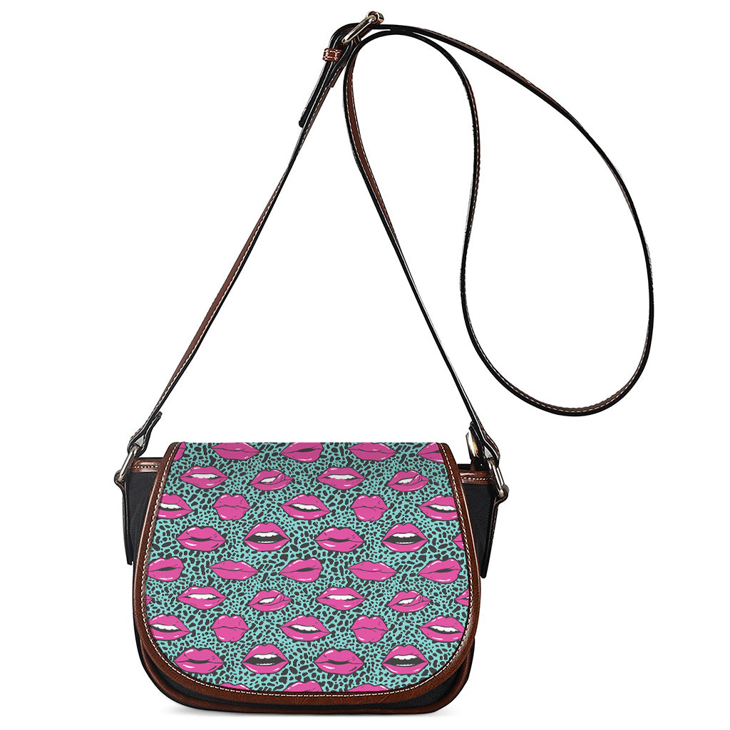 Purple Lips Pattern Print Saddle Bag