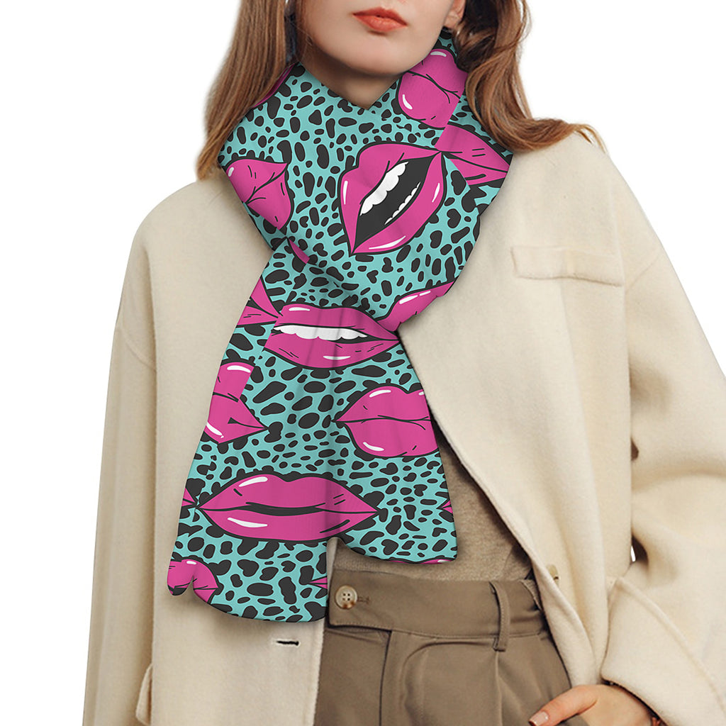 Purple Lips Pattern Print Scarf