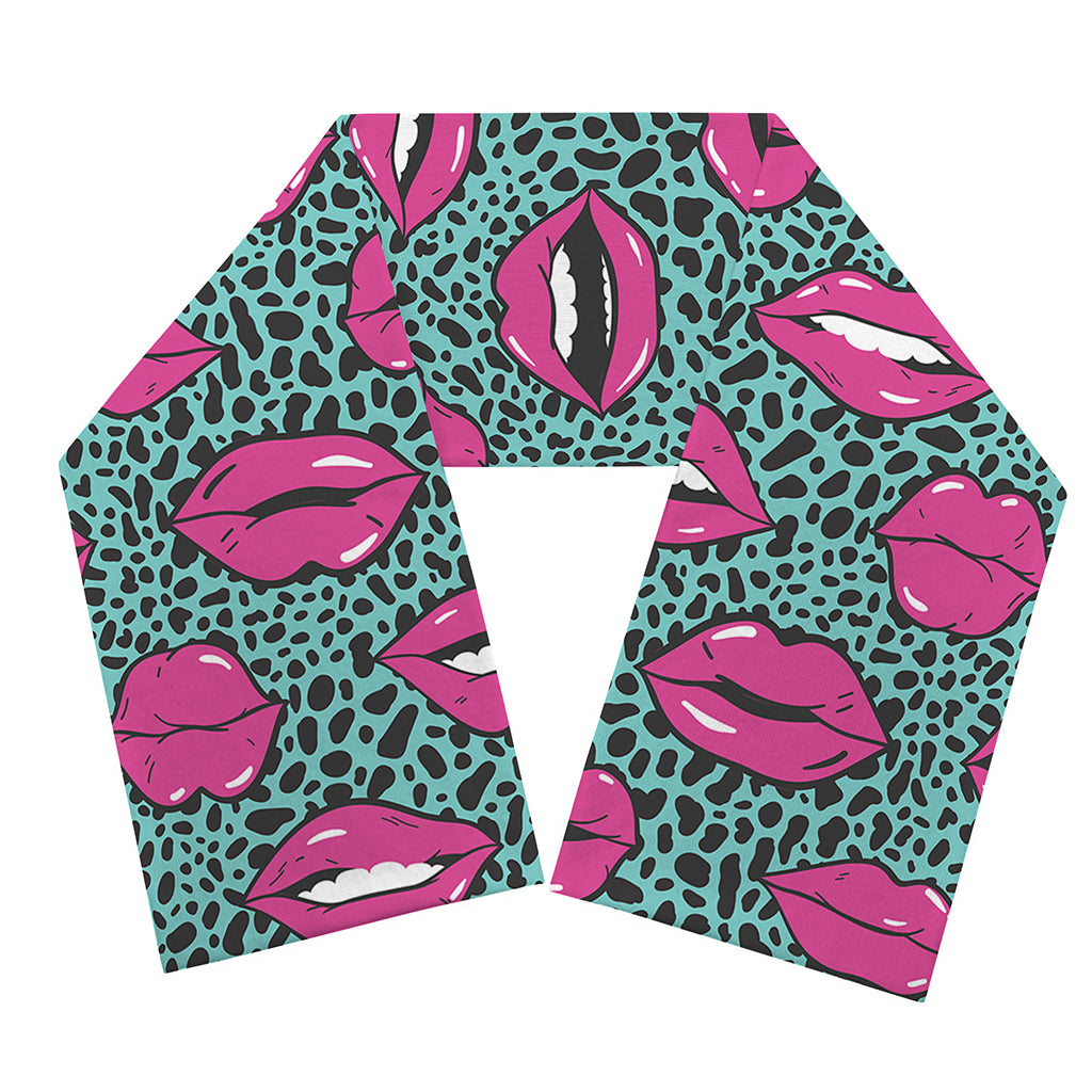 Purple Lips Pattern Print Scarf