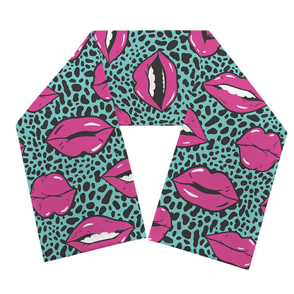 Purple Lips Pattern Print Scarf