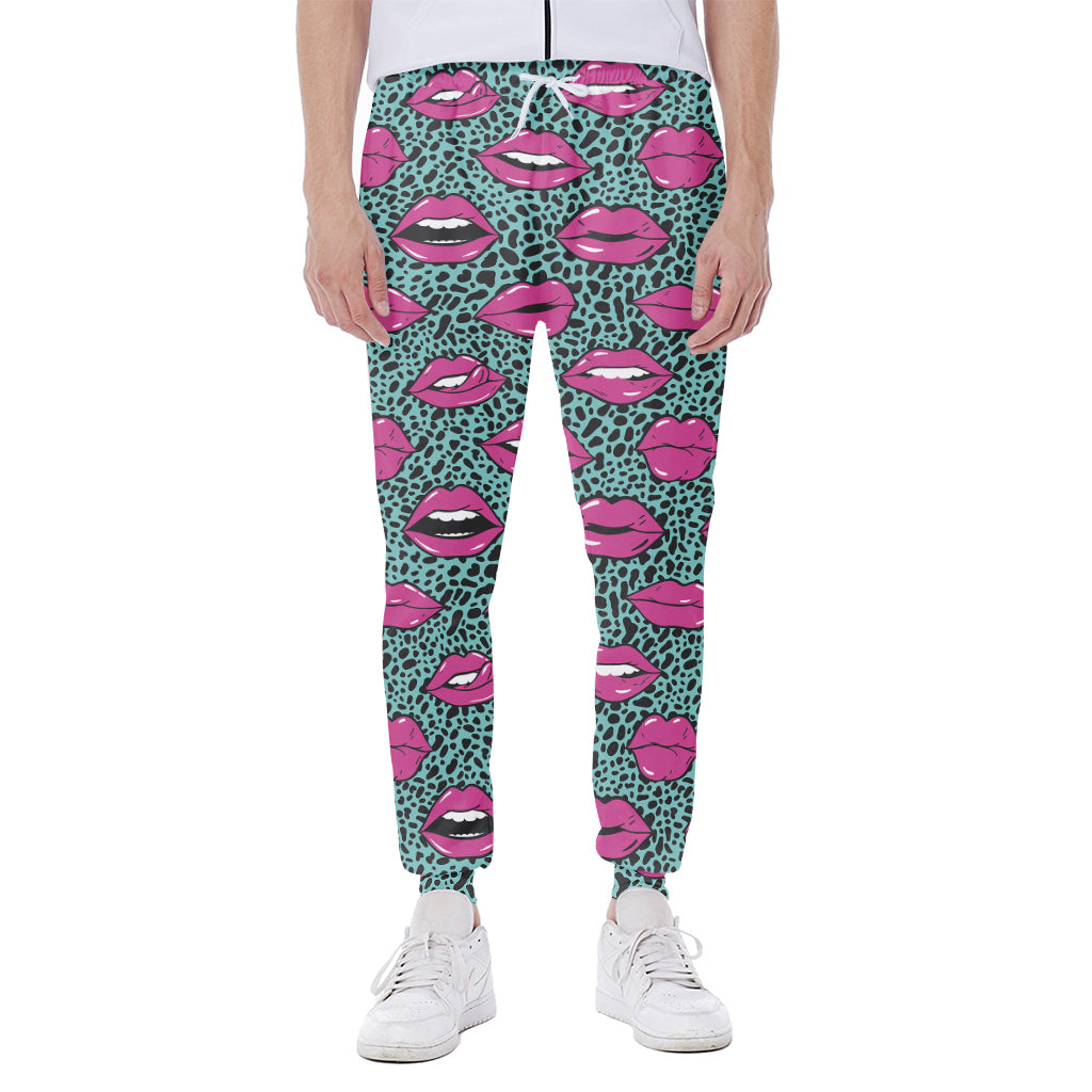 Purple Lips Pattern Print Scuba Joggers