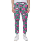 Purple Lips Pattern Print Scuba Joggers