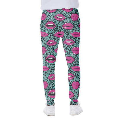 Purple Lips Pattern Print Scuba Joggers