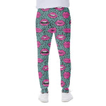 Purple Lips Pattern Print Scuba Joggers