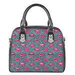 Purple Lips Pattern Print Shoulder Handbag