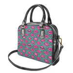 Purple Lips Pattern Print Shoulder Handbag