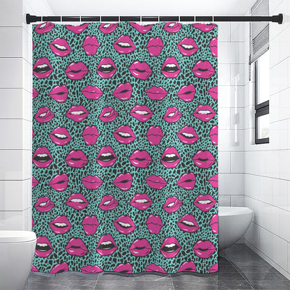 Purple Lips Pattern Print Shower Curtain