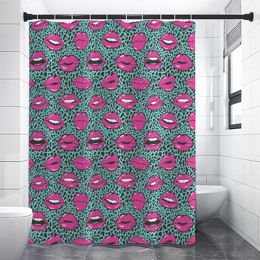 Purple Lips Pattern Print Shower Curtain