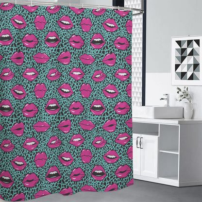 Purple Lips Pattern Print Shower Curtain