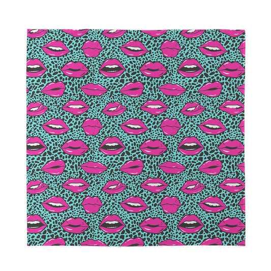 Purple Lips Pattern Print Silk Bandana