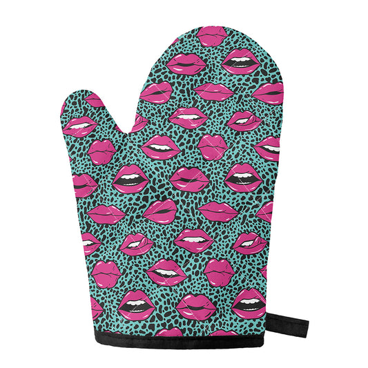 Purple Lips Pattern Print Single Oven Mitt
