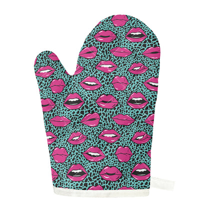 Purple Lips Pattern Print Single Oven Mitt