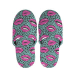 Purple Lips Pattern Print Slippers