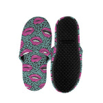 Purple Lips Pattern Print Slippers