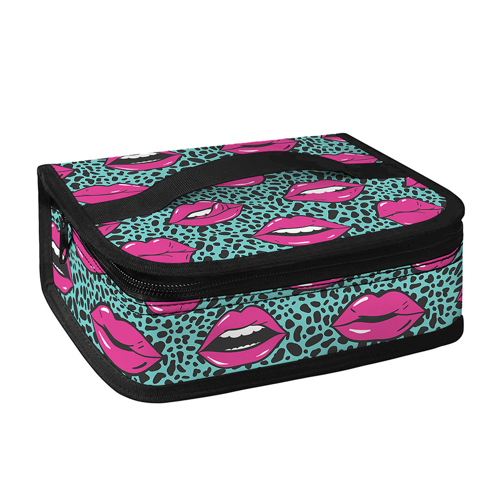 Purple Lips Pattern Print Small Lunch Bag