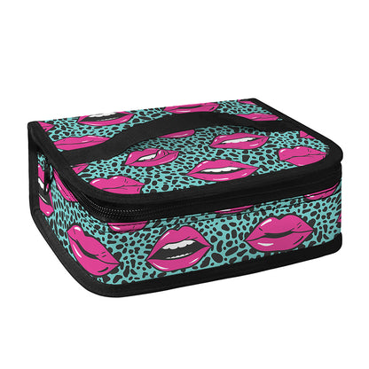 Purple Lips Pattern Print Small Lunch Bag