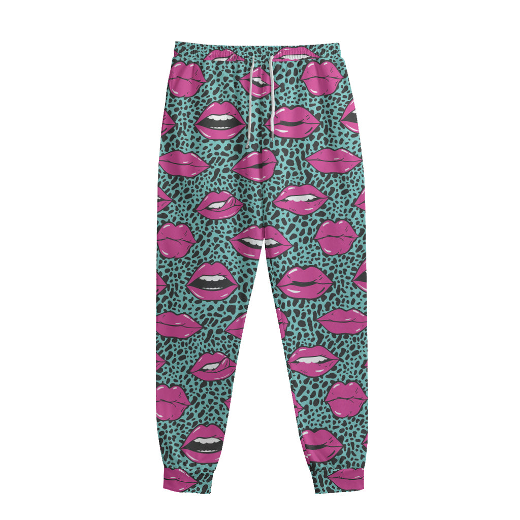 Purple Lips Pattern Print Sweatpants