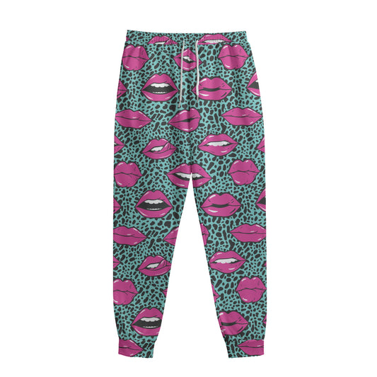 Purple Lips Pattern Print Sweatpants