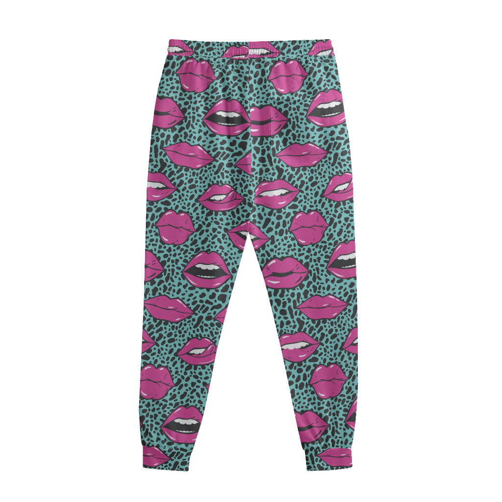 Purple Lips Pattern Print Sweatpants