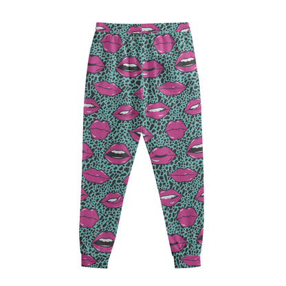 Purple Lips Pattern Print Sweatpants
