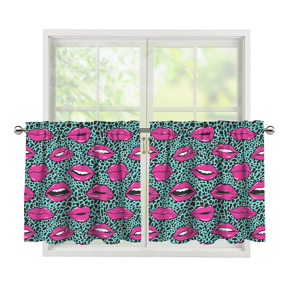 Purple Lips Pattern Print Tier Curtains