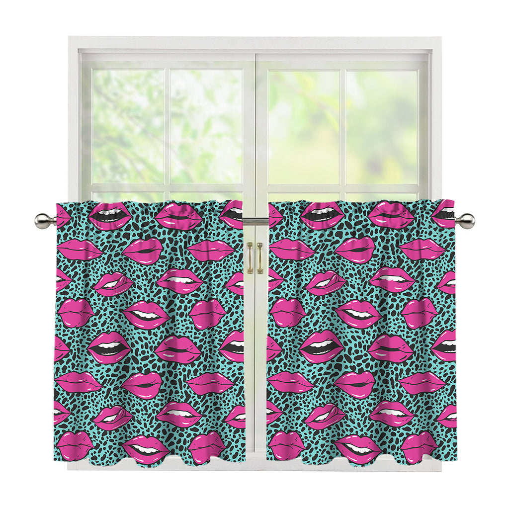 Purple Lips Pattern Print Tier Curtains
