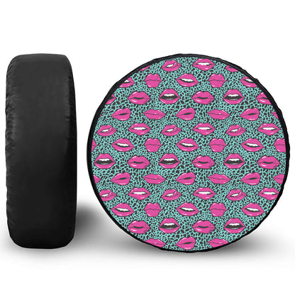 Purple Lips Pattern Print Tire Cover