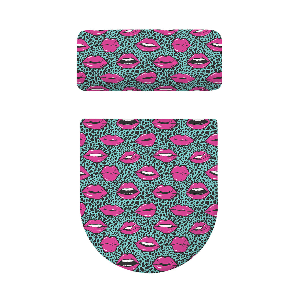 Purple Lips Pattern Print Toilet Lid And Tank Cover Set