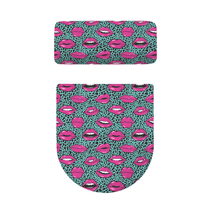 Purple Lips Pattern Print Toilet Lid And Tank Cover Set