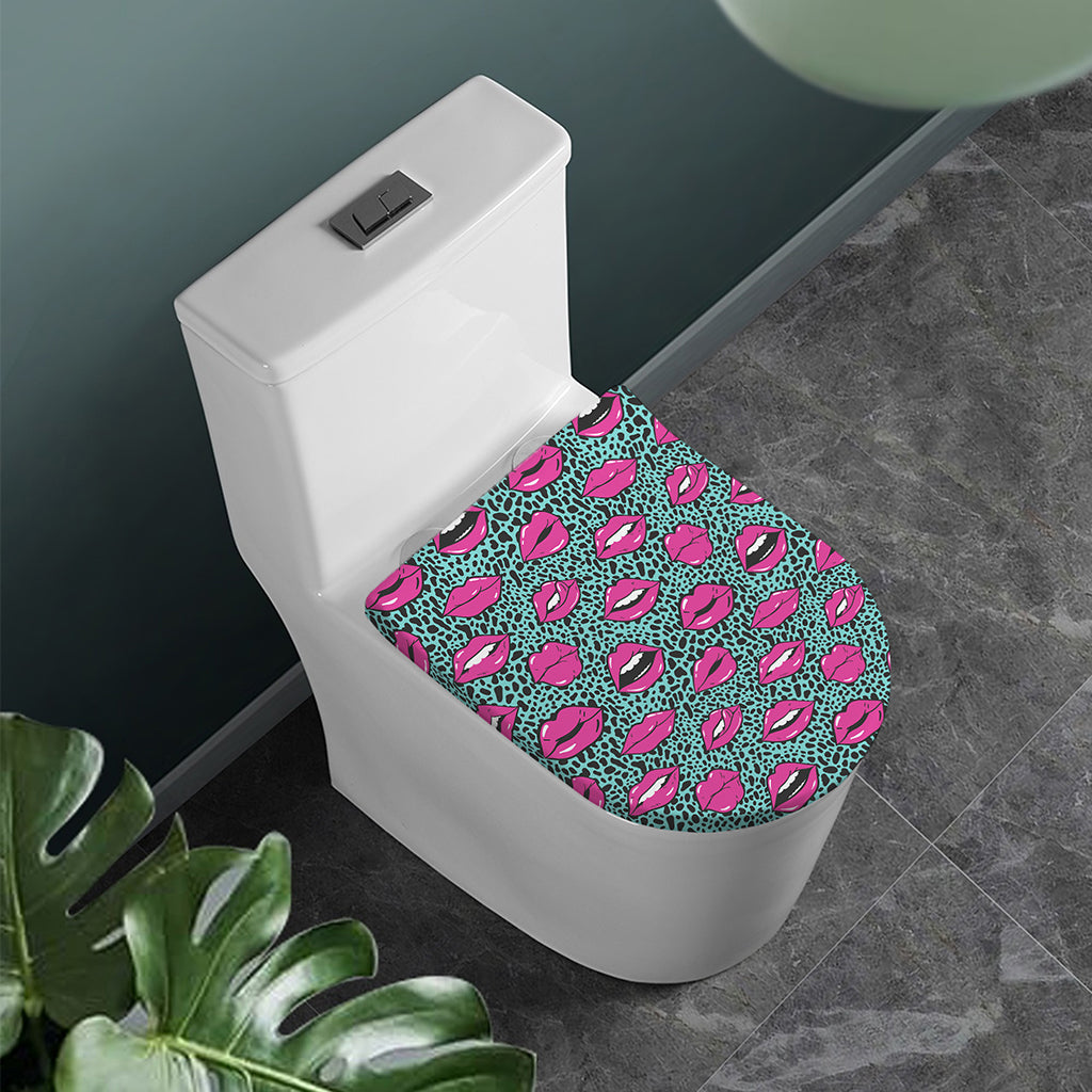 Purple Lips Pattern Print Toilet Lid Cover