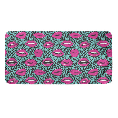 Purple Lips Pattern Print Towel