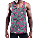 Purple Lips Pattern Print Training Tank Top