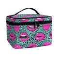 Purple Lips Pattern Print Travel Makeup Bag