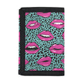 Purple Lips Pattern Print Trifold Wallet
