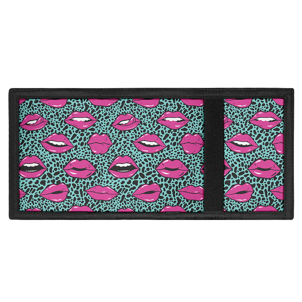 Purple Lips Pattern Print Trifold Wallet