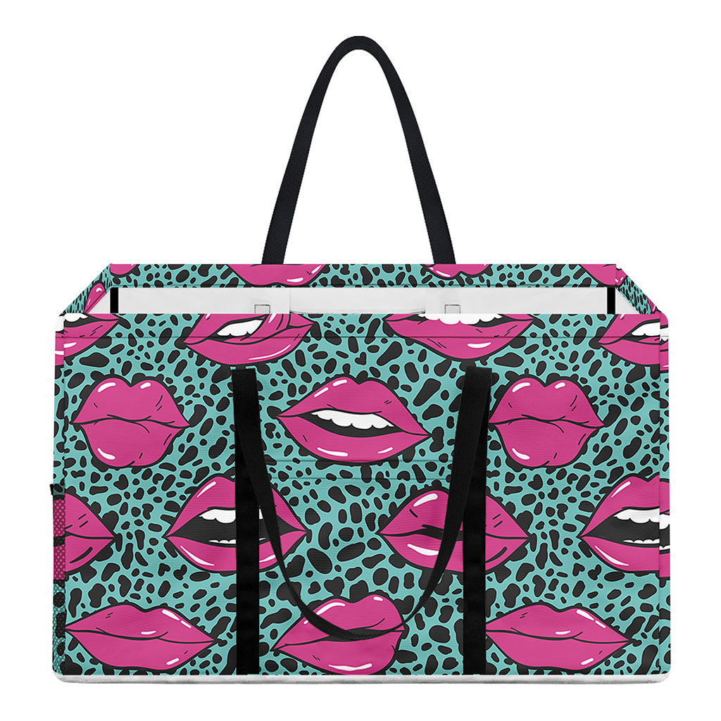 Purple Lips Pattern Print Utility Tote Bag