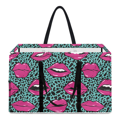 Purple Lips Pattern Print Utility Tote Bag