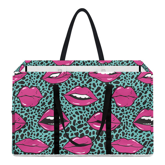 Purple Lips Pattern Print Utility Tote Bag